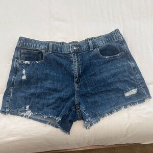 aerie Dark Blue Distressed Denim Jean Shorts